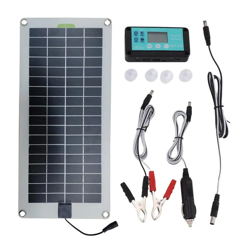 

Solar Car Battery Charger 30W 12V Plug And Play Solar Panel Trickle Charging Kit With Lighter Plug & Alligator Clip For Autos