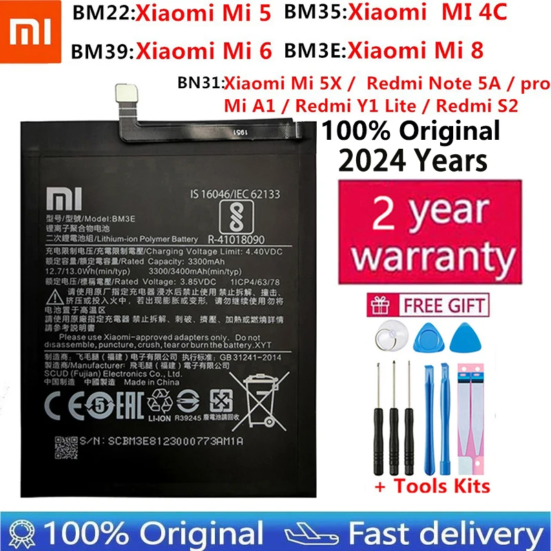 Xiaomi Original Phone Battery BM22 For Xiaomi MI 5 5X Mi 4C Mi 6 Mi 8 For Redmi Note 5A 5A Pro BM35 BM39 BN31 BM3E Batteries
Xiaomi Original Phone Battery BM22 For Xiaomi MI 5 5X Mi 4C Mi 6 Mi 8 For Redmi Note 5A 5A Pro BM35 BM39 BN31 BM3E Batteries
