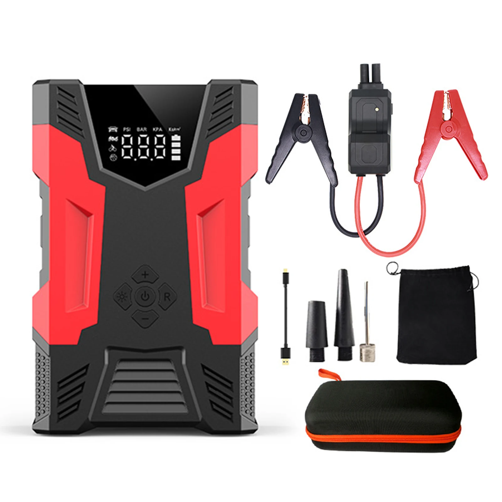 Car Jump Starter with Air Compressor Portable Power Bank Charger with LCD Display
Car Jump Starter with Air Compressor Portable Power Bank Charger with LCD Display