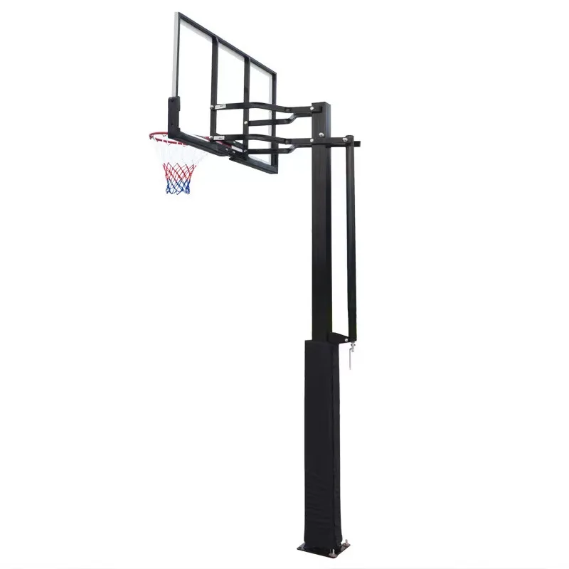 Sistema de basquete profissional ajustável com tabela de vidro temperado e cesta de basquete no solo PE Tabela de Basquete Vidro Temperado com Estrutura Pé Direito (Unidade)