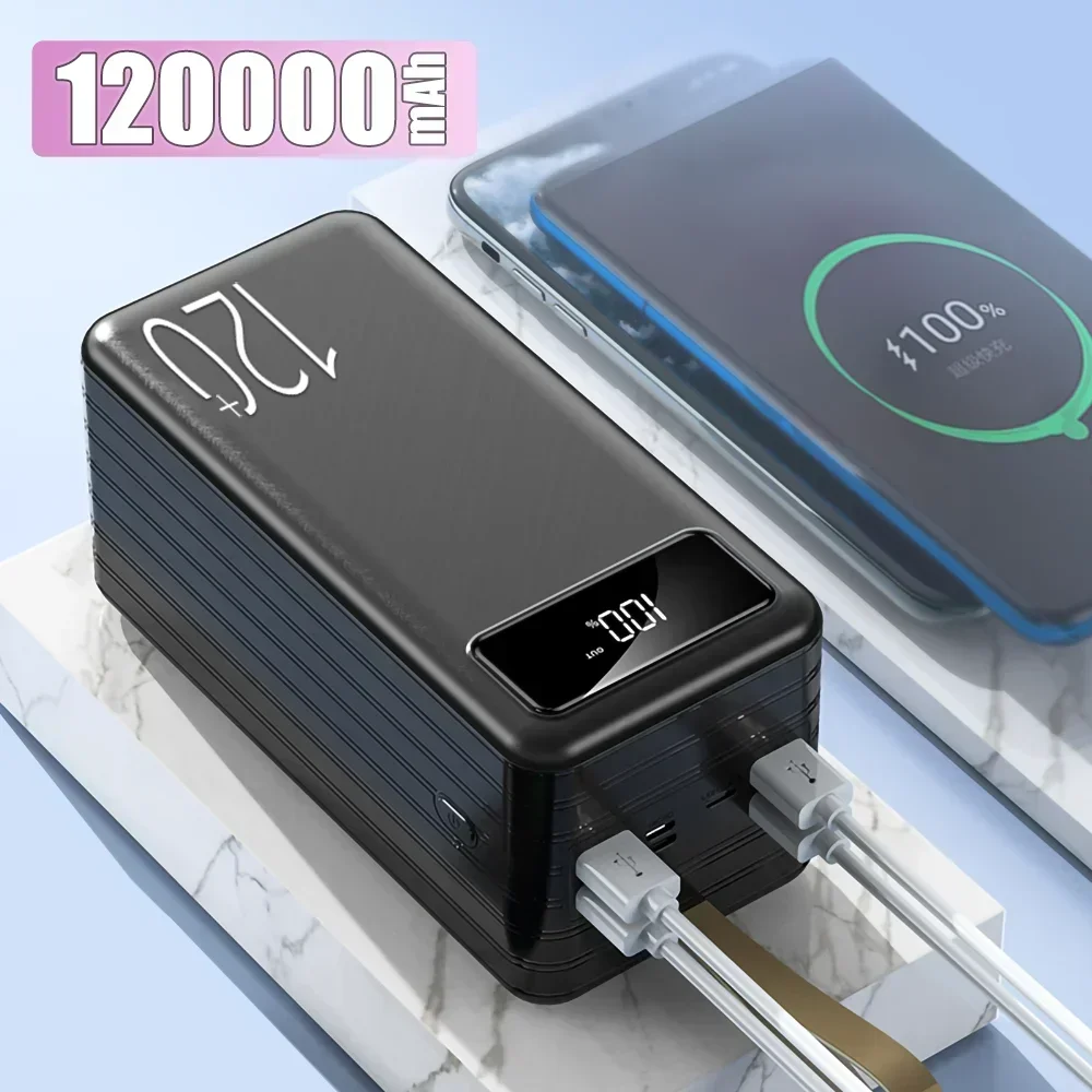 

Power Bank 120000mAh Portable PD Fast Charge Portable Charger Powerbank External Battery for IPhone 14 13 12 Pro Xiaomi