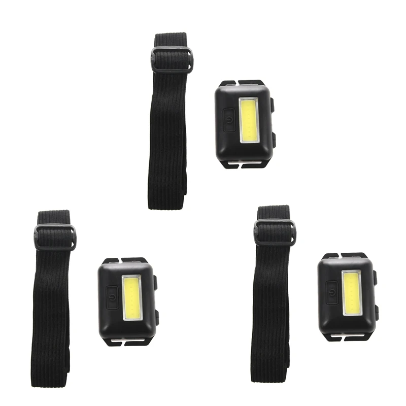 

Big Deal 3X Cob LED Mini Head Light Lamp Headlight 3 Modes Rainproof Head Torch Flashlight Head For Outdoor Camping Fishing Blac