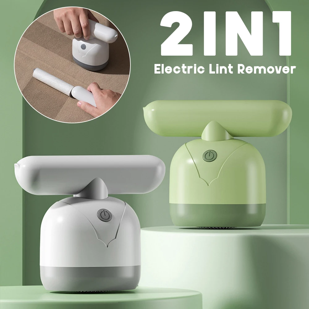 

2 in 1 Electric Lint Remover Shaver Portable Hairball Trimmer with Sticky Lint Roller Sweater Couch Fabric Pill Shaver Upgrade