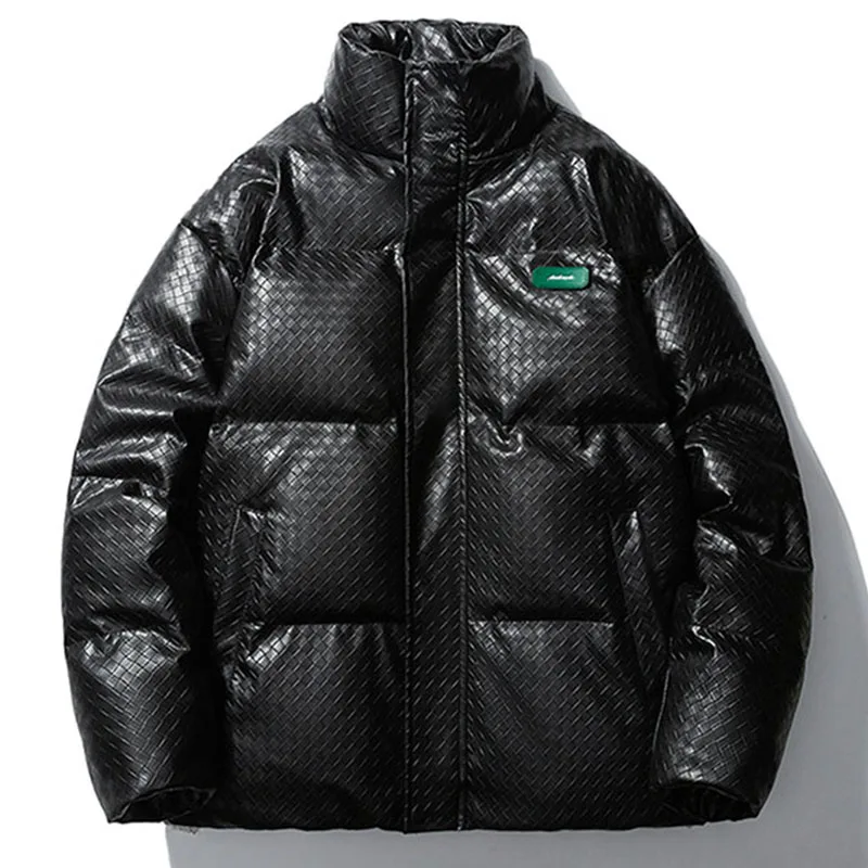 PU Leather Winter Thick Warm Parka Mens Plaid Weave Puffer Jacket Couple Unisex Loose Cotton Padded Coats
PU Leather Winter Thick Warm Parka Mens Plaid Weave Puffer Jacket Couple Unisex Loose Cotton Padded Coats