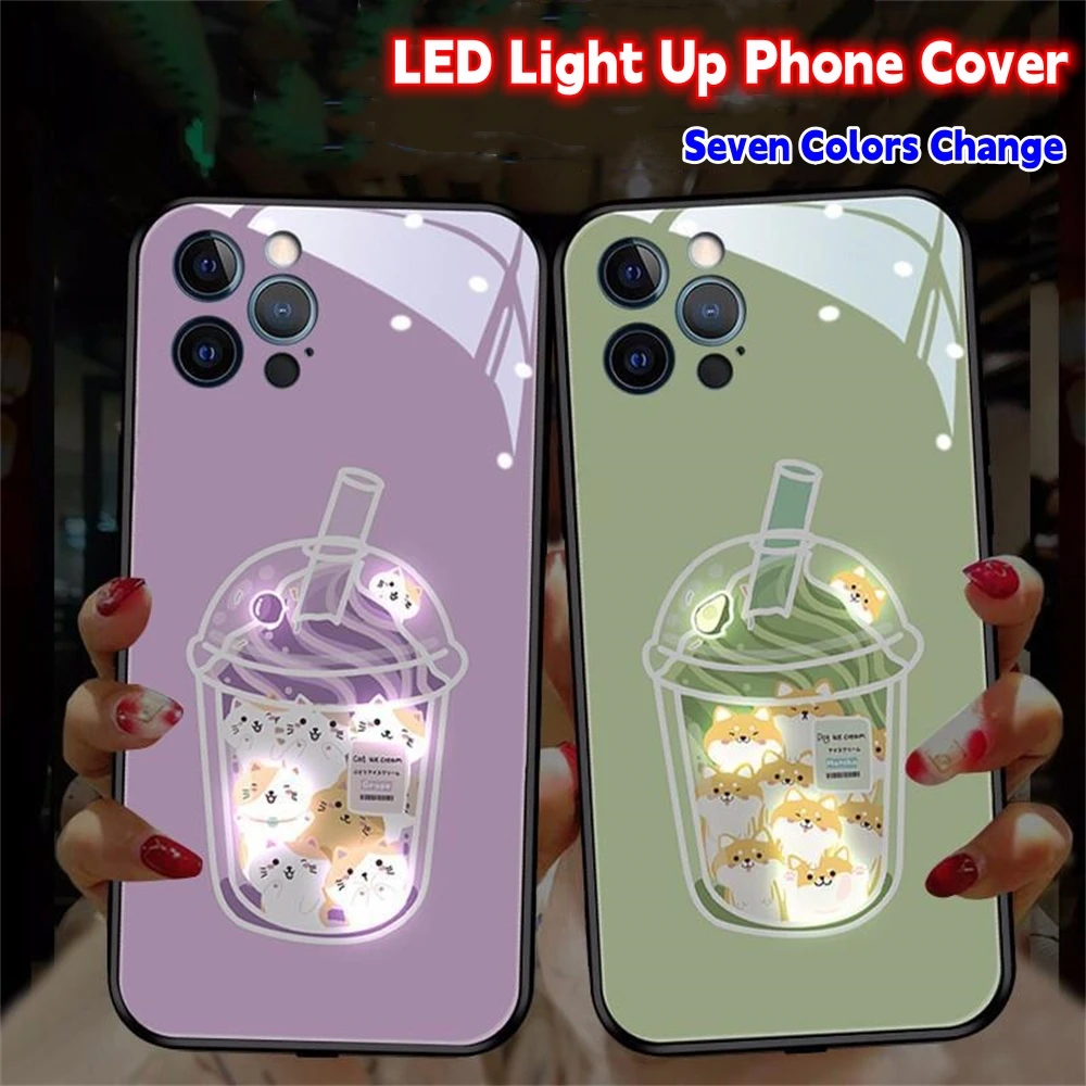

So Cute Design LED Call Light Flash Up Phone Cases For VIVO IQOO 8 9 10 Pro X50 X60 X70 X80 X90 Pro Plus Shining Back Cover