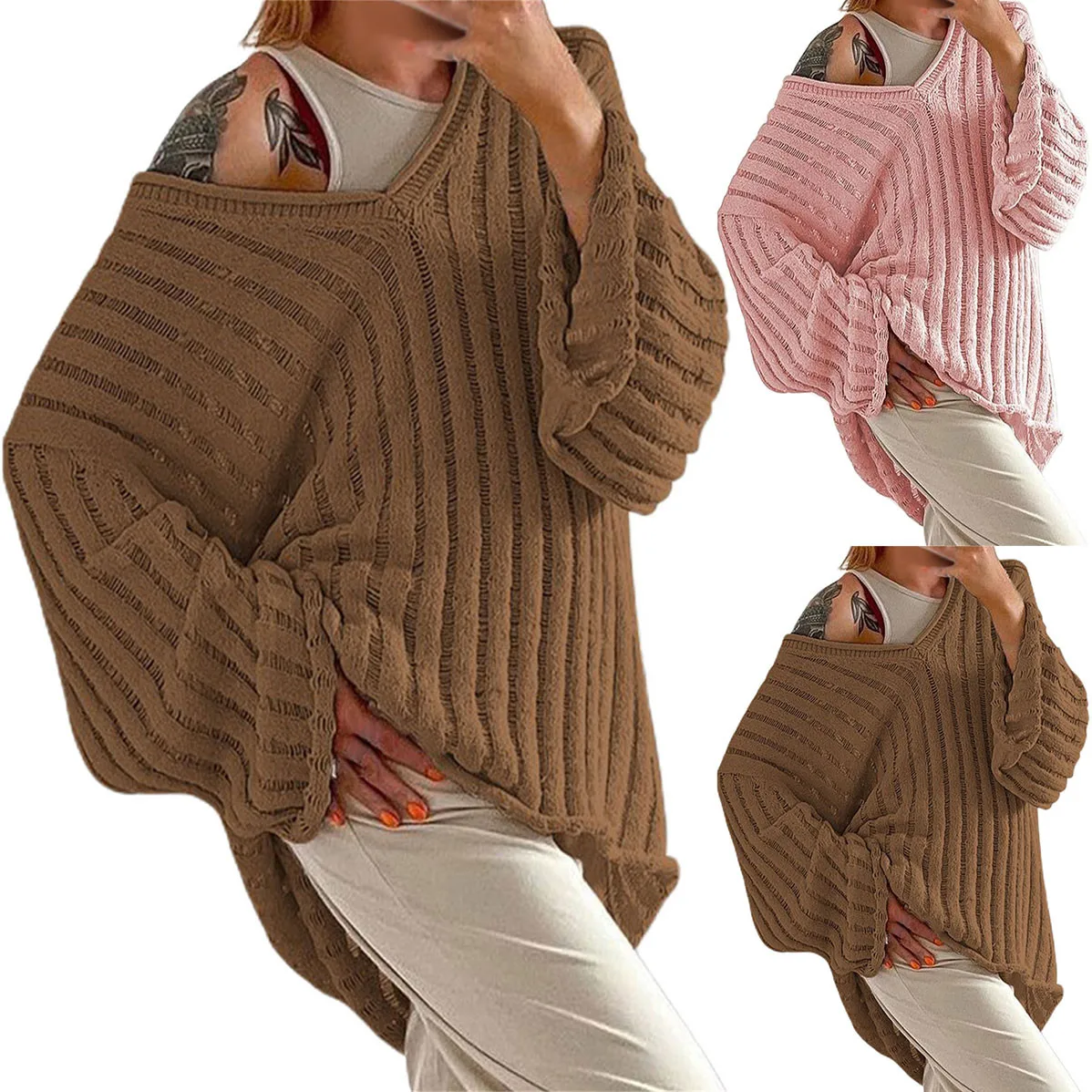 European And American Solid Color Loose Ladies Sweater 2023 Spring And Autumn One Word Shoulder Exposed Sweaters for Women from
European And American Solid Color Loose Ladies Sweater 2023 Spring And Autumn One Word Shoulder Exposed Sweaters for Women from