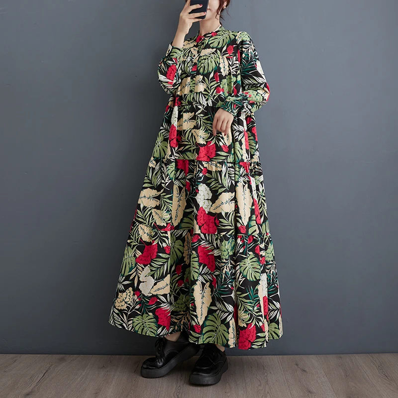 #3716 Vintage Dress Women Long Sleeve Loose Split Joint A-line Dress Stand Collar Retro Dresses Ladies Ankle-length Spring 2024
#3716 Vintage Dress Women Long Sleeve Loose Split Joint A-line Dress Stand Collar Retro Dresses Ladies Ankle-length Spring 2024