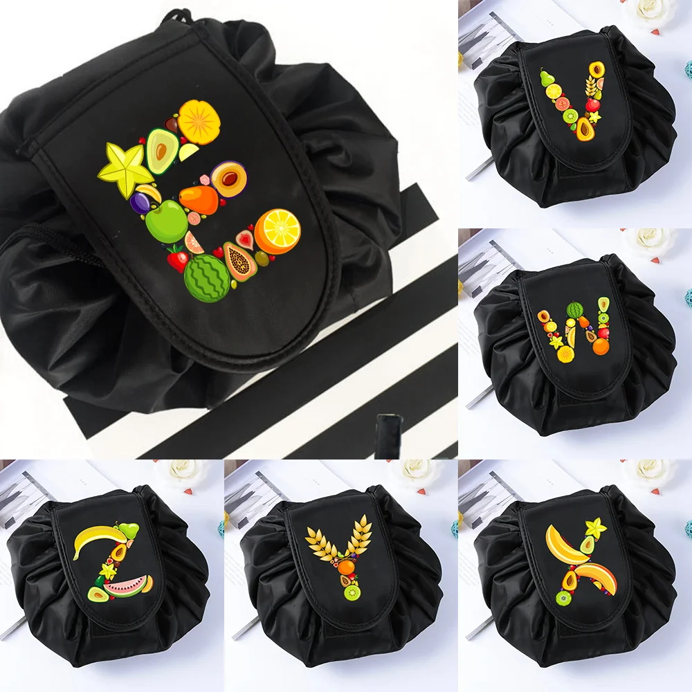 Fashion Women Drawstring Cosmetic Bag Organizer Female Make Up Pouch Portable Fruit Letter Print Toiletry Beauty Storage Case 
Fashion Women Drawstring Cosmetic Bag Organizer Female Make Up Pouch Portable Fruit Letter Print Toiletry Beauty Storage Case
