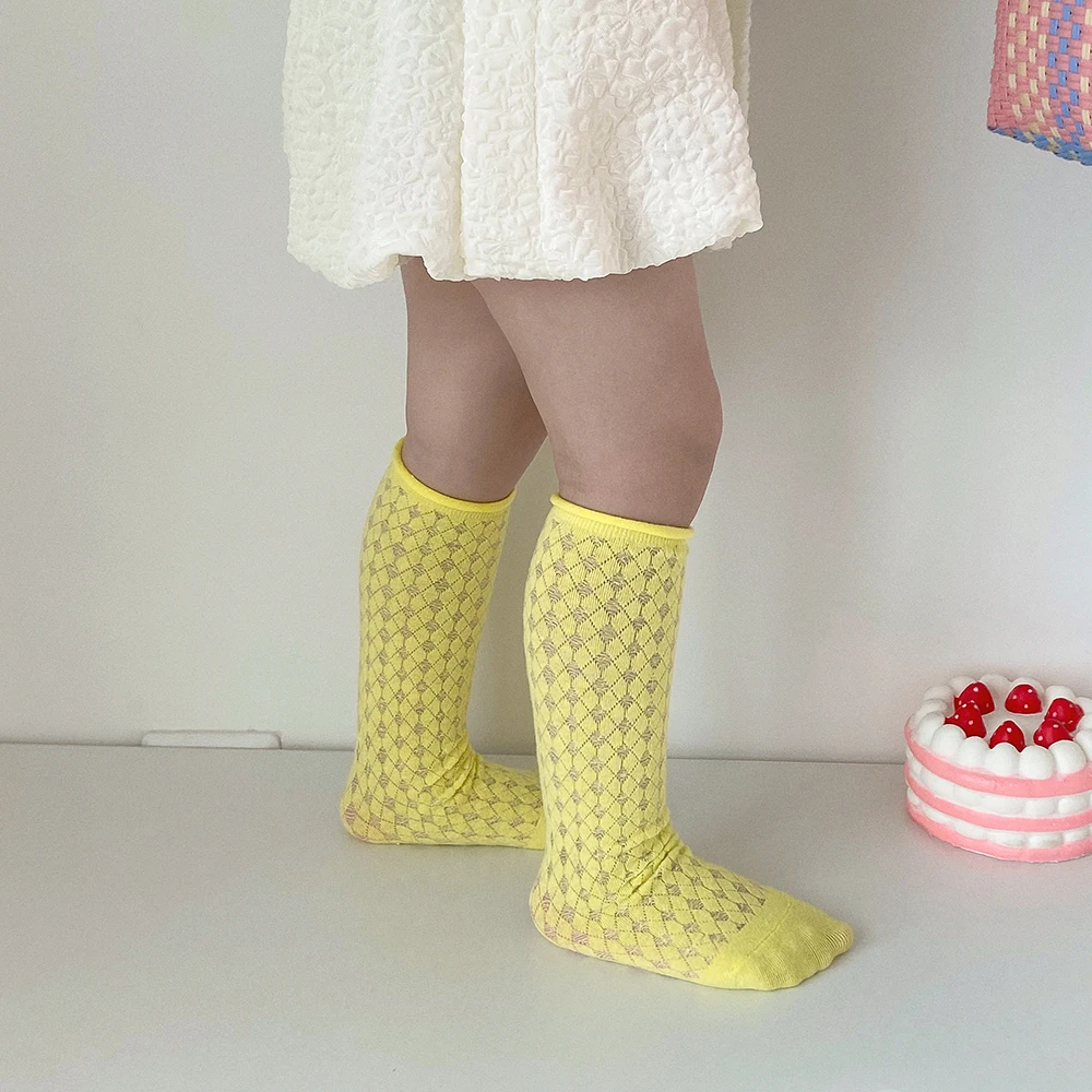 4 пары, детские летние хлопковые носки до колена 
4 пары, детские летние хлопковые носки до колена