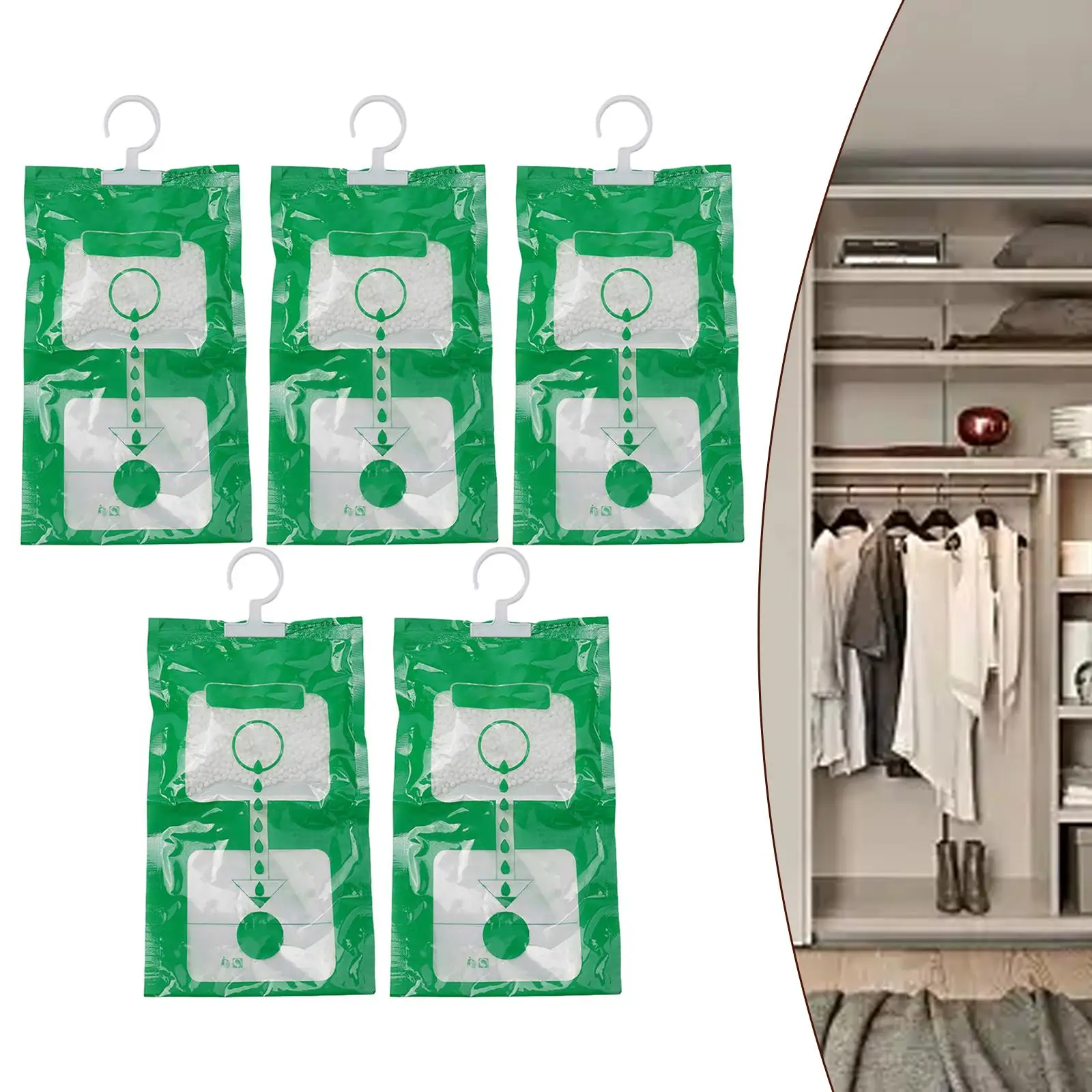 Dehumidifier Bag Home Wardrobe Hangable Wardrobe Drying Bag Household Merchandises Accessories 1/5pcs Green + White
Dehumidifier Bag Home Wardrobe Hangable Wardrobe Drying Bag Household Merchandises Accessories 1/5pcs Green + White
