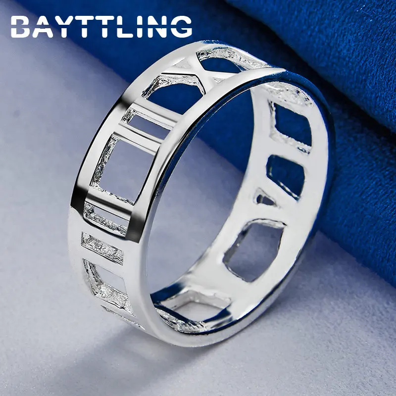 

New 925 Sterling Silver Ring 5-10# Exquisite Engraved Roman Numerals Ring For Fashion Women Engagement Gift Jewelry Accessories