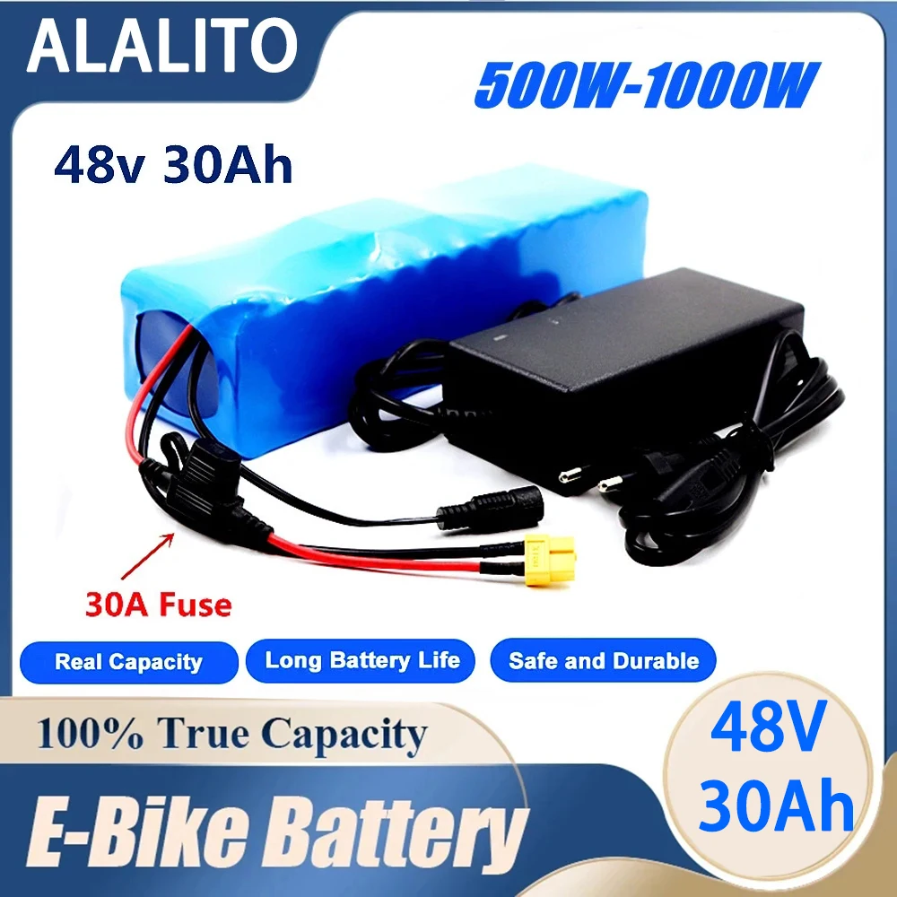 

18650 13S3P 48V 30Ah 30000mAh Lithium ion Battery Pack 750w 1000w E-bike Electric bicycle Scooter with BMS And 54.6v Charger