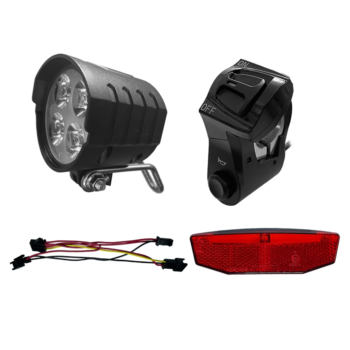 E-Bike Front Brake Rear Light Kit Contain Horn Headlight Switch and with Ebike Functional Tail Light
E-Bike Front Brake Rear Light Kit Contain Horn Headlight Switch and with Ebike Functional Tail Light