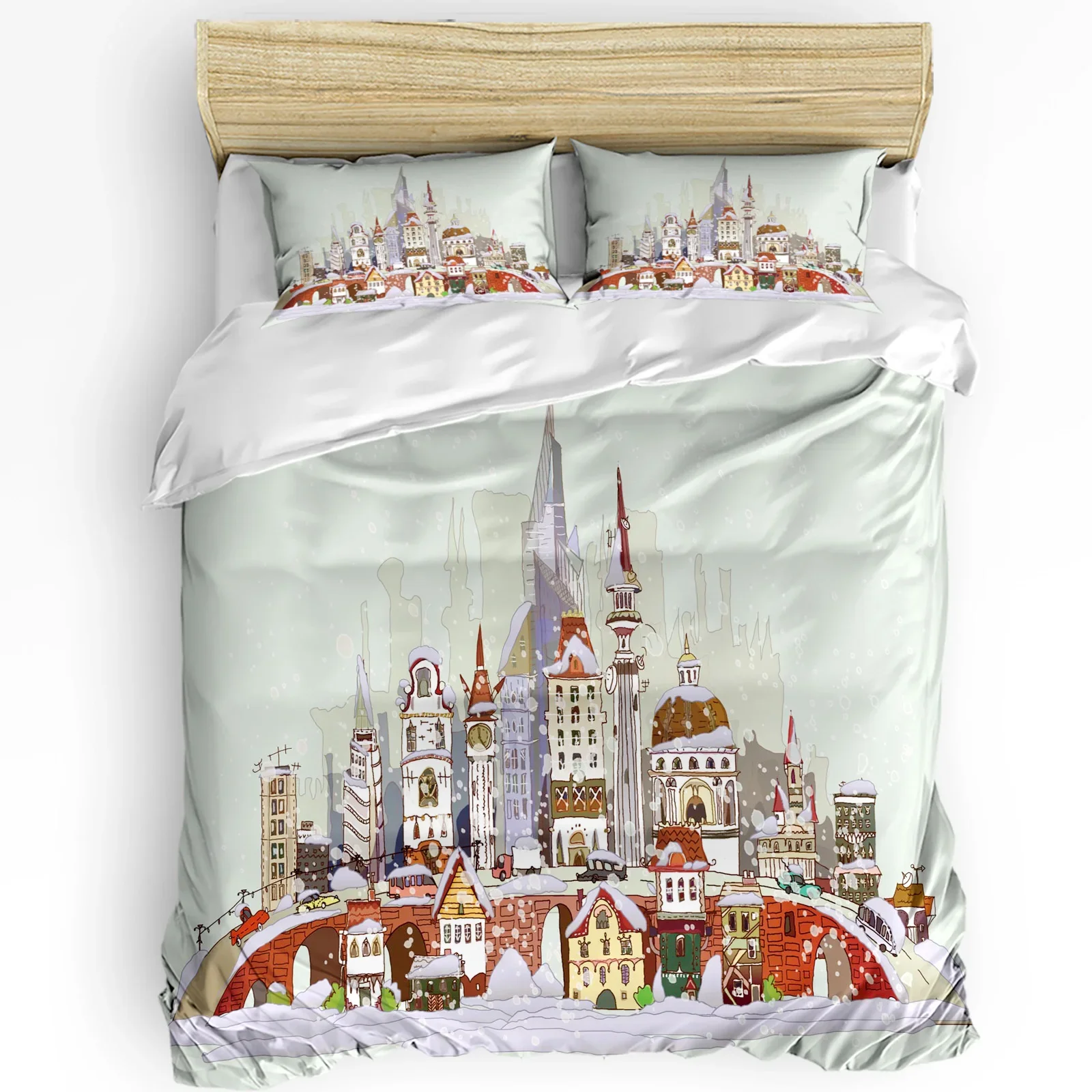 Christmas City Houses Building Castle Bedding Set 3pcs Duvet Cover Pillowcase Kids Adult Quilt Cover Double Bed Set Home Textile
Christmas City Houses Building Castle Bedding Set 3pcs Duvet Cover Pillowcase Kids Adult Quilt Cover Double Bed Set Home Textile