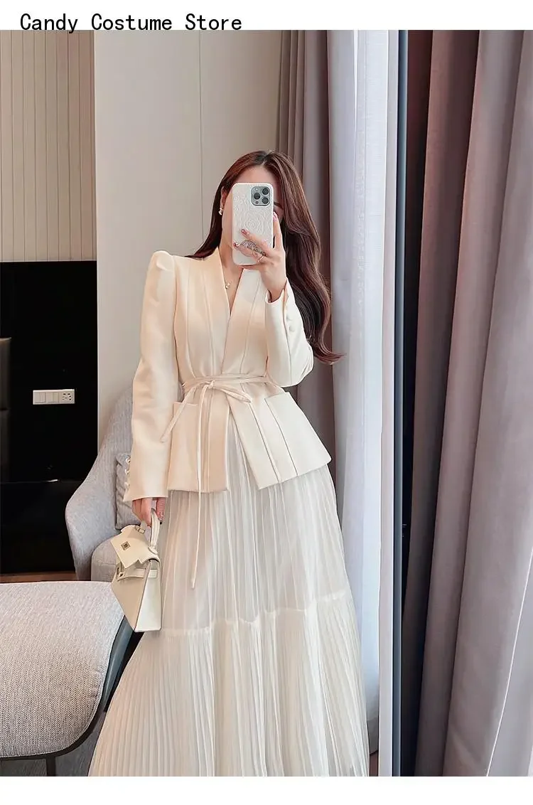 Mesh Skirt Casual Evening Party 2-Piece Set Autumn New Skirt Suit Women Elegant Korean Lace-Up Fashion Blazer Long
Mesh Skirt Casual Evening Party 2-Piece Set Autumn New Skirt Suit Women Elegant Korean Lace-Up Fashion Blazer Long