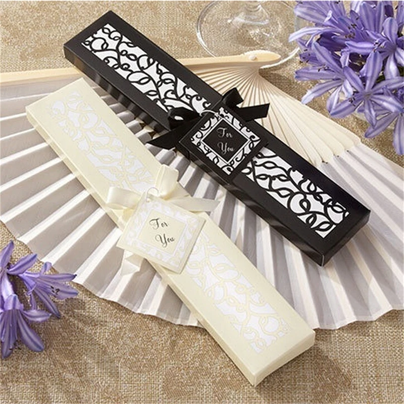 

Однотонный веер из ткани, 1 шт., веер цвета слоновой кости для невесты, китайский бамбуковый Шелковый веер для рук, свадебные сувениры, подарки для гостей, популярный в коробке