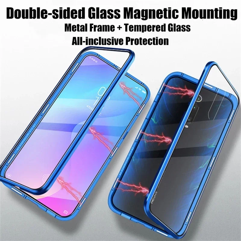 

360° Protection Metal Magnetic Phone Case For VIVO Y22 Y35 V25 V25E V20 V21 V21SE Y55S S10E V23E 4G 5G Double Sided Glass Cover