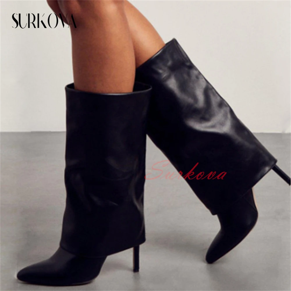 Women's Soft Leather Trouser Boots Pointed Toe Thin Heel Ladies Fashion Boots Autumn and Winter Calf High-Heeled Shark Boots New
Women's Soft Leather Trouser Boots Pointed Toe Thin Heel Ladies Fashion Boots Autumn and Winter Calf High-Heeled Shark Boots New