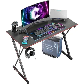 Gaming Desk 32 Inch PC Computer Desk, Home Office Desk Table Gamer Workstation, Simple Game Table, Black