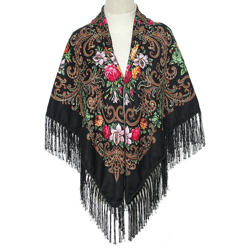 135*135cm Russian Scarf Women Big Shawl Luxury Floral Print Square Bandana Fringed Handkerchief Babushka Hijab Head Wraps
135*135cm Russian Scarf Women Big Shawl Luxury Floral Print Square Bandana Fringed Handkerchief Babushka Hijab Head Wraps