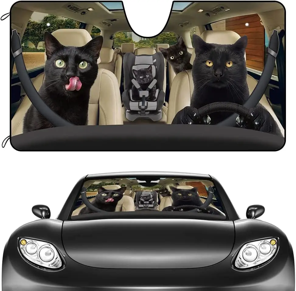 CafeTime Dog Car Front Windshield Sunshade Black Cat Family Decor Vehicle Sun Shade Visor UV Ray Reflector Sun Protector, Keep V
CafeTime Dog Car Front Windshield Sunshade Black Cat Family Decor Vehicle Sun Shade Visor UV Ray Reflector Sun Protector, Keep V