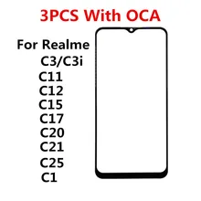 Écran tactile LCD pour Realme C1 C3 C11 C12 C15 C17 C20 C21 C25, pièces de rechange en verre, lot de 3 pièces=