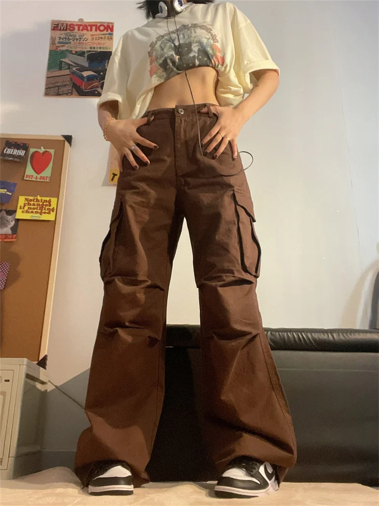 QWEEK Y2K Vintage Brown Cargo Pants Women 90s Streetwear Retro White Parachute Trousers Oversized Harajuku Egirl Wide Pantalon
QWEEK Y2K Vintage Brown Cargo Pants Women 90s Streetwear Retro White Parachute Trousers Oversized Harajuku Egirl Wide Pantalon