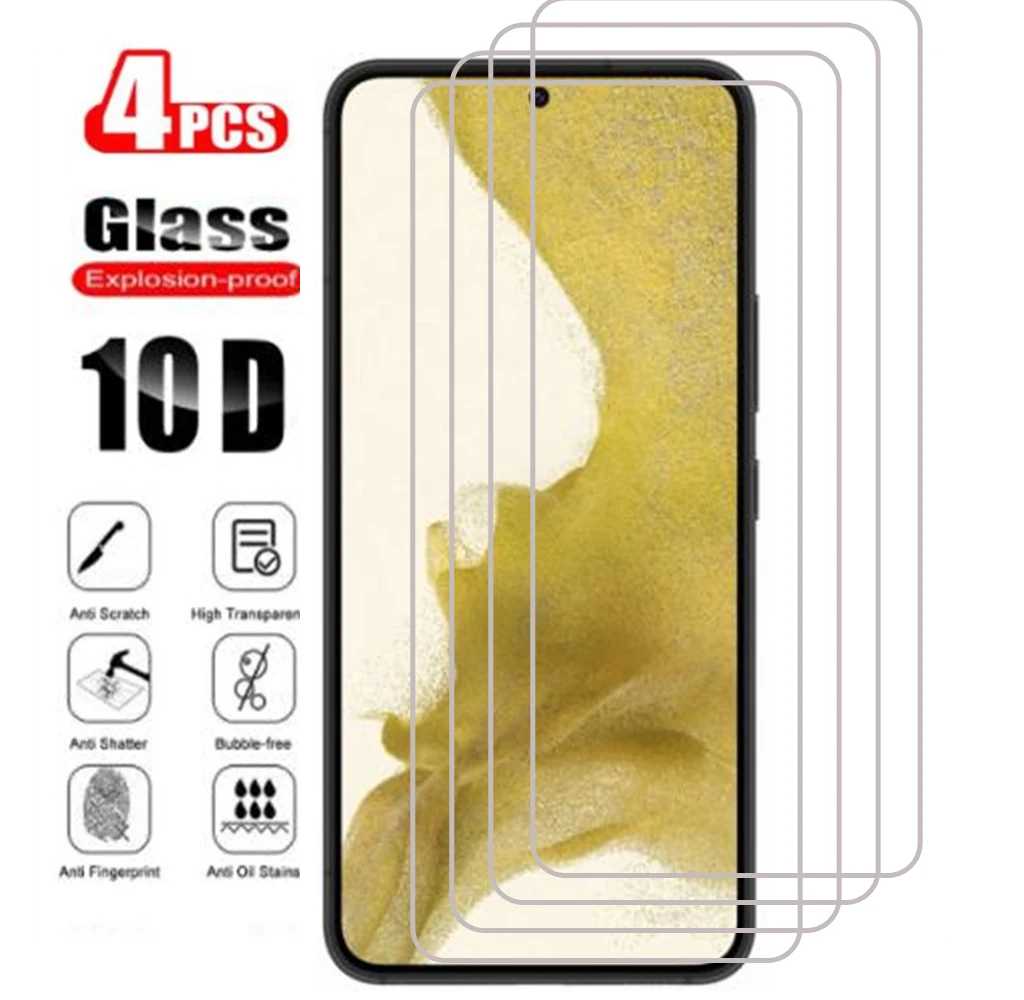 

4Pcs Screen Protector Glass for Samsung Galaxy S22 S21 Plus Note 20 10 Lite S20 FE A02S A32 A72 A52 A71 A51 A12 Tempered Glass
