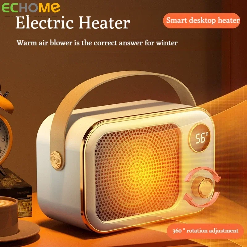 

ECHOME 1200W Electric Heater PTC Ceramic Portable Warmer with LED Screen Desktop Heater Fan Warmer Office Winter Heater for Room