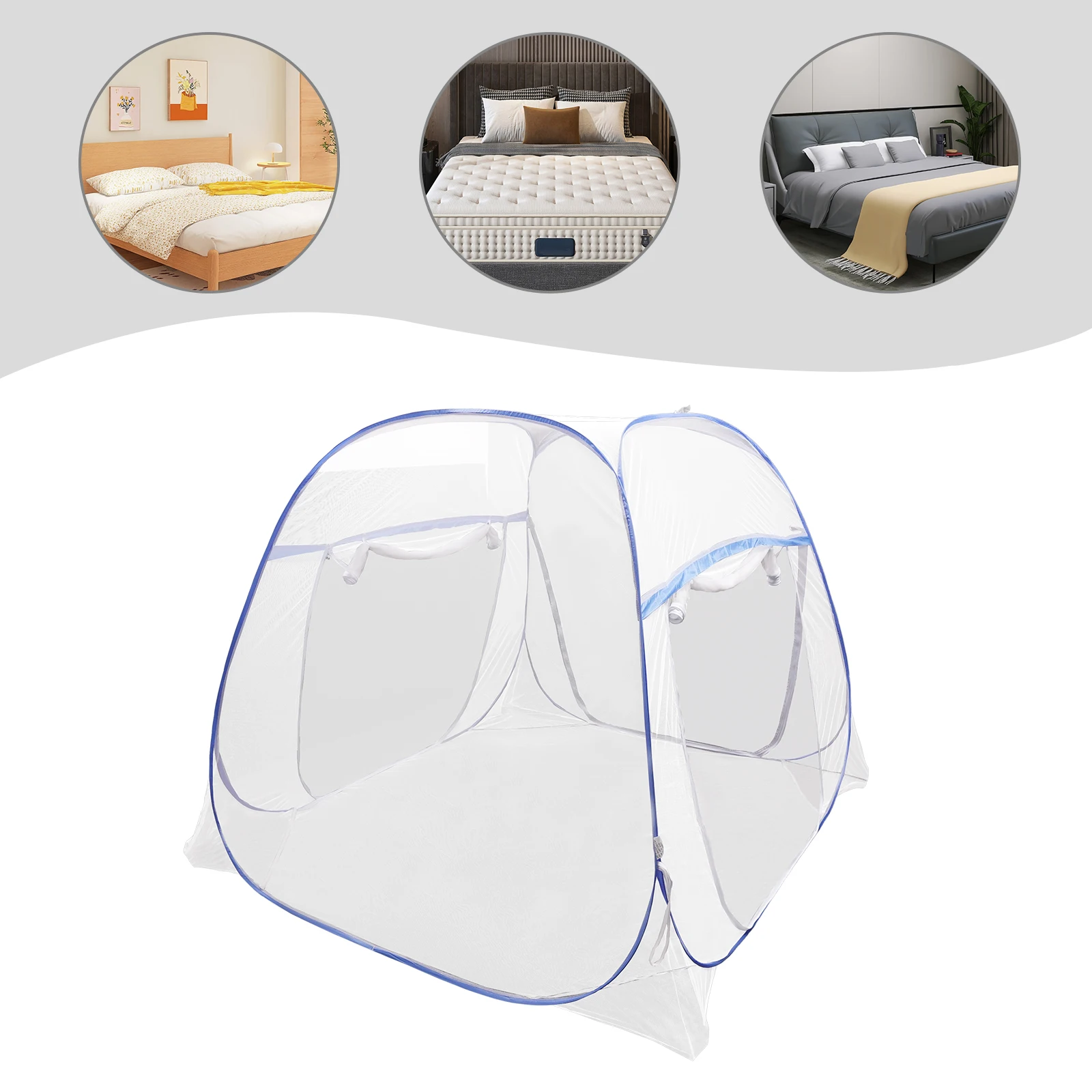 Blue Bed Canopy, Steel and Eco-Polyester Mosquito Net - for Kids Bed with Fall Protection - Square Top Triple Door 10 Mallzona S9a96e605f684438fb55c23cca78230baV Blue Bed Canopy, Steel and Eco-Polyester Mosquito Net - for Kids Bed with Fall Protection - Square Top Triple Door Mallzona