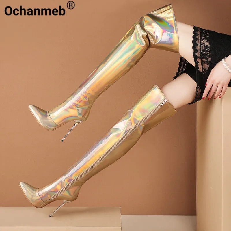 Ochanmeb Women Gold Patent Leather Boots Silver Stiletto High Heels Pink Over-the-Knee Boots Bright Purple Zipper Lady Red Shoes
Ochanmeb Women Gold Patent Leather Boots Silver Stiletto High Heels Pink Over-the-Knee Boots Bright Purple Zipper Lady Red Shoes