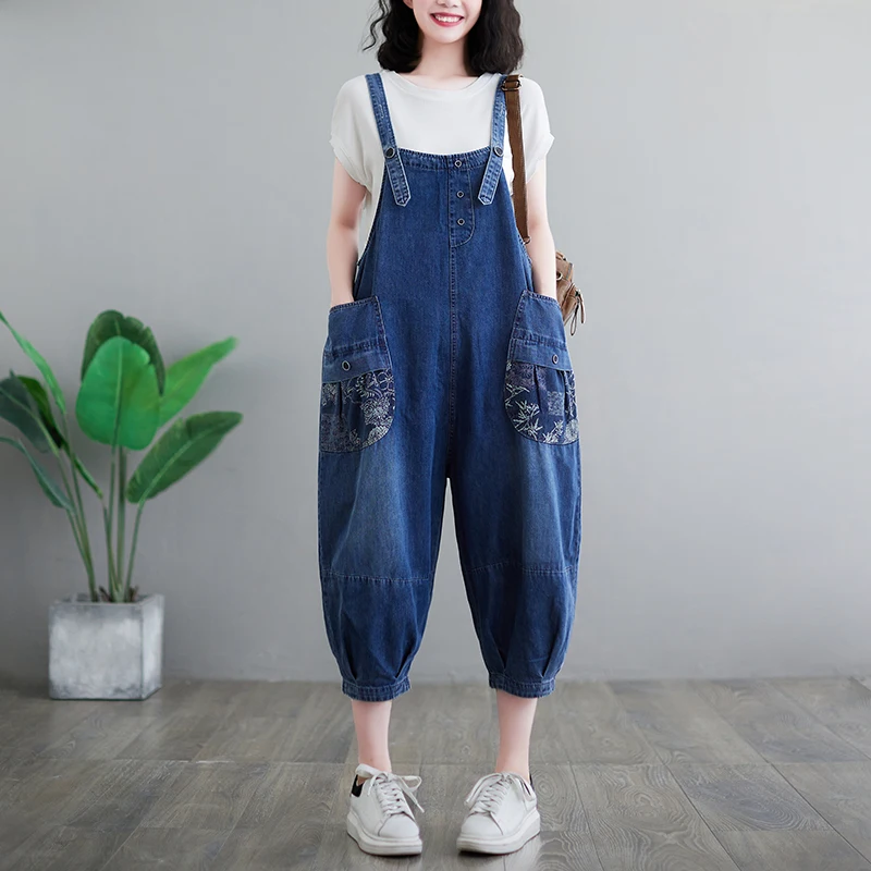 Summer Fashion Overalls Womens Printed Denim Trousers Ladies Vintage Causal Calf-length Jumpsuits
Summer Fashion Overalls Womens Printed Denim Trousers Ladies Vintage Causal Calf-length Jumpsuits