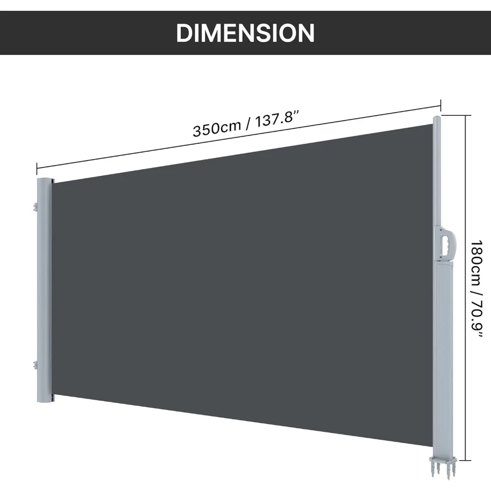 Awning Aluminum Patio Outdoor Folding, Water & UV Resistant Sun Shade Privacy Wind Screen, Size 138"x71"(Dark Grey)
Awning Aluminum Patio Outdoor Folding, Water & UV Resistant Sun Shade Privacy Wind Screen, Size 138"x71"(Dark Grey)