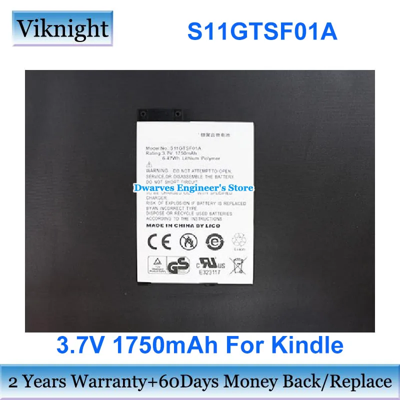 3.7V 1750mAh 6.47Wh Battery S11GTSF01A GP-S10-346392-0100 170-1032-00 170103201 For Kindle 3rd Gen D00901
3.7V 1750mAh 6.47Wh Battery S11GTSF01A GP-S10-346392-0100 170-1032-00 170103201 For Kindle 3rd Gen D00901