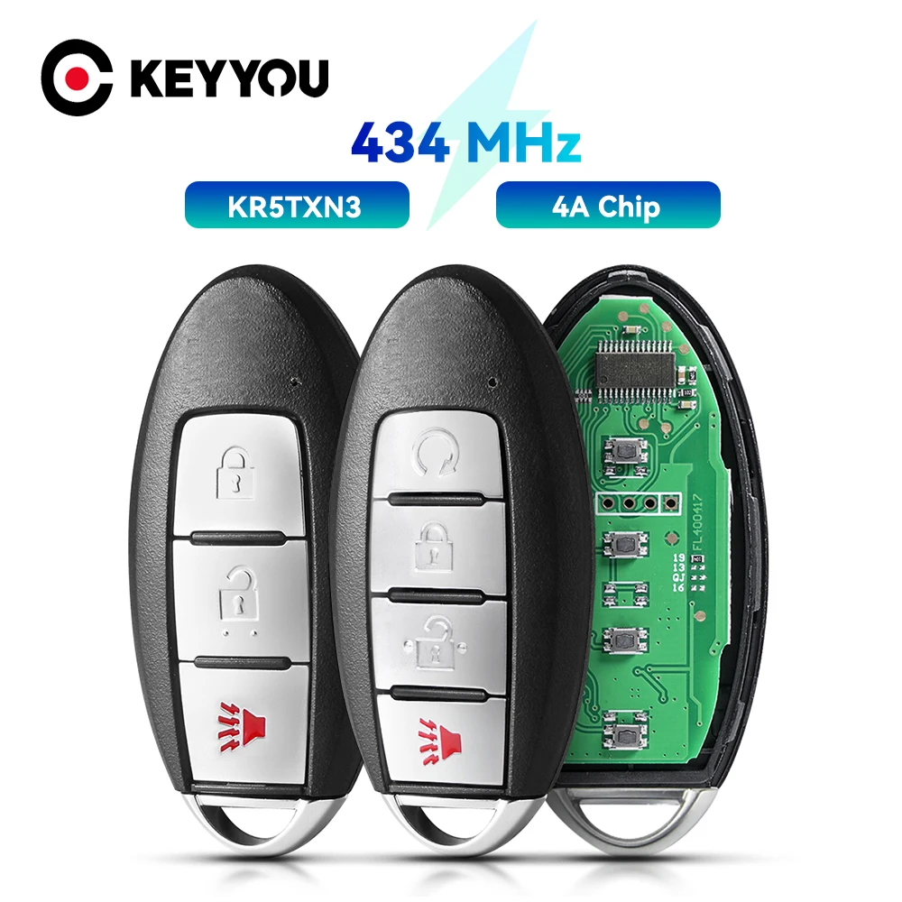 KEYYOU Car Remote Key For Nisan Kicks Rogue Altima 2018 2019 2020 2021 KR5TXN3 S180144503 4A Chip 433Mhz FSK Card
KEYYOU Car Remote Key For Nisan Kicks Rogue Altima 2018 2019 2020 2021 KR5TXN3 S180144503 4A Chip 433Mhz FSK Card