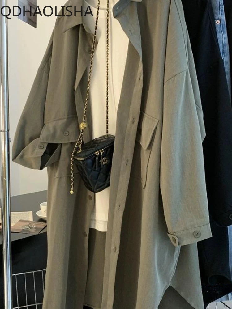 Trench Coat for Women Medium Length Spring Autumn New in Korean Version Long Sleeved Pockets Thin Solid Color Woman Coat Jacket 
Trench Coat for Women Medium Length Spring Autumn New in Korean Version Long Sleeved Pockets Thin Solid Color Woman Coat Jacket