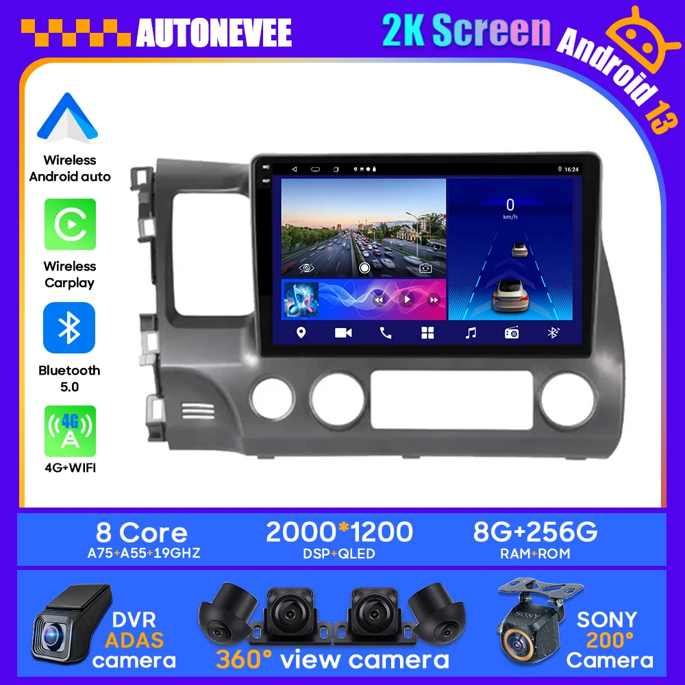 Android Car For Honda Civic 2006-2011 2K Head Unit Stereo Radio Multimedia Video Player GPS BT Carplay Android Auto 4G BT QLED
Android Car For Honda Civic 2006-2011 2K Head Unit Stereo Radio Multimedia Video Player GPS BT Carplay Android Auto 4G BT QLED