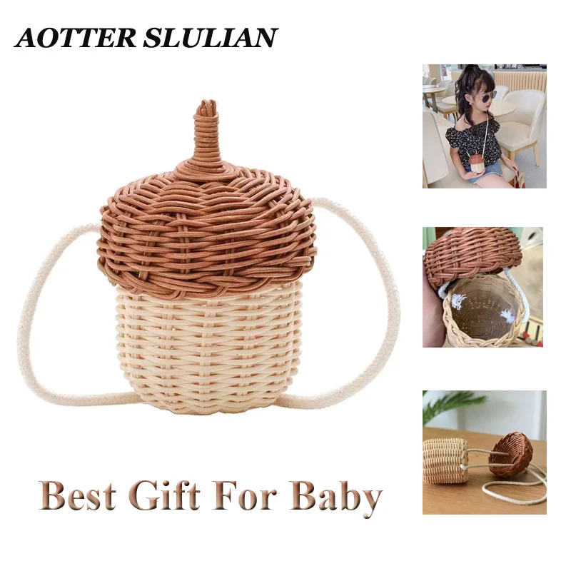 Tropical Beach Style Bamboo Round Rattan Hand-woven Acorn-shaped Storage Basket For Children Photo Props Baby Gifts Shoulder Bag
Tropical Beach Style Bamboo Round Rattan Hand-woven Acorn-shaped Storage Basket For Children Photo Props Baby Gifts Shoulder Bag