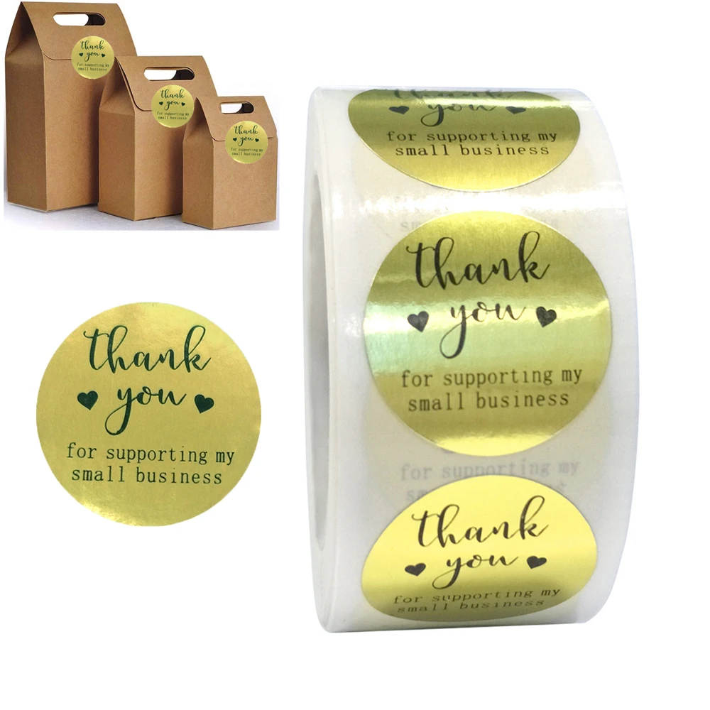 

500pcs Gold Foil Paper Thank You Stickers Self-Adhesive Seal Labels Gift Sticker for Business Package, Shipping Mailers,Wraps