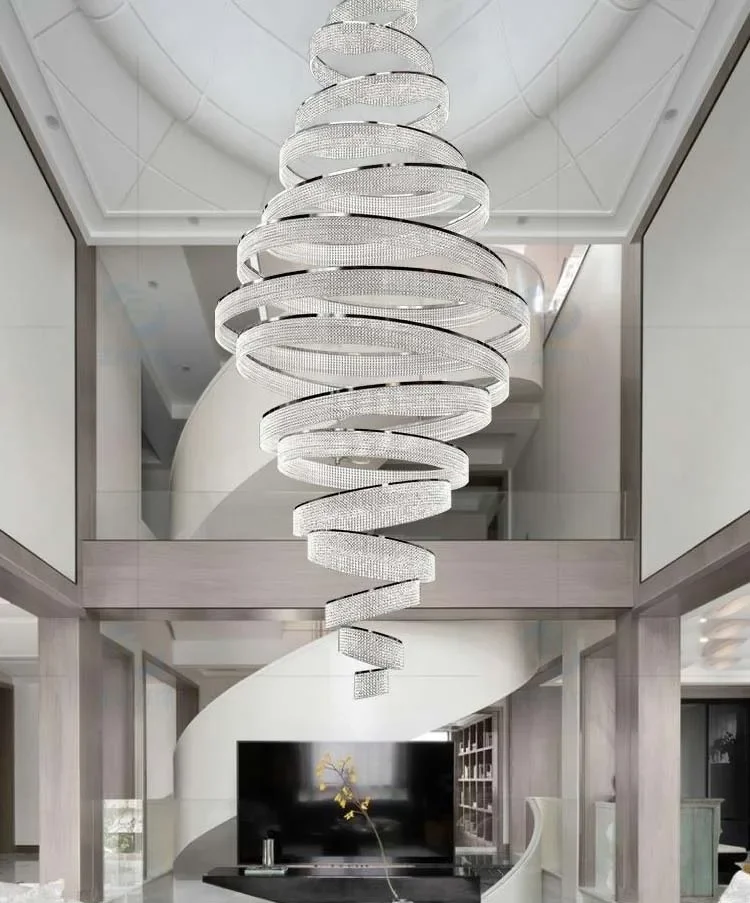 2023 Luxury Staircase Crystal LED Chandelier For Lobby Large Modern Ring Cristal Hanging Lighting Chrome Gold Indoor Lamp
2023 Luxury Staircase Crystal LED Chandelier For Lobby Large Modern Ring Cristal Hanging Lighting Chrome Gold Indoor Lamp