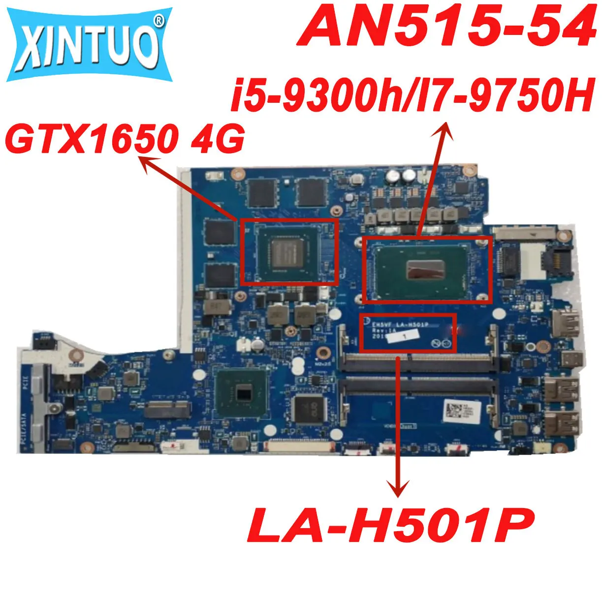 

EH5VF LA-H501P Motherboard for Acer Nitro 5 AN515-54 AN715-51 Laptop Motherboard with i5-9300H i7-9750H CPU GTX1650 4GB GPU DDR4