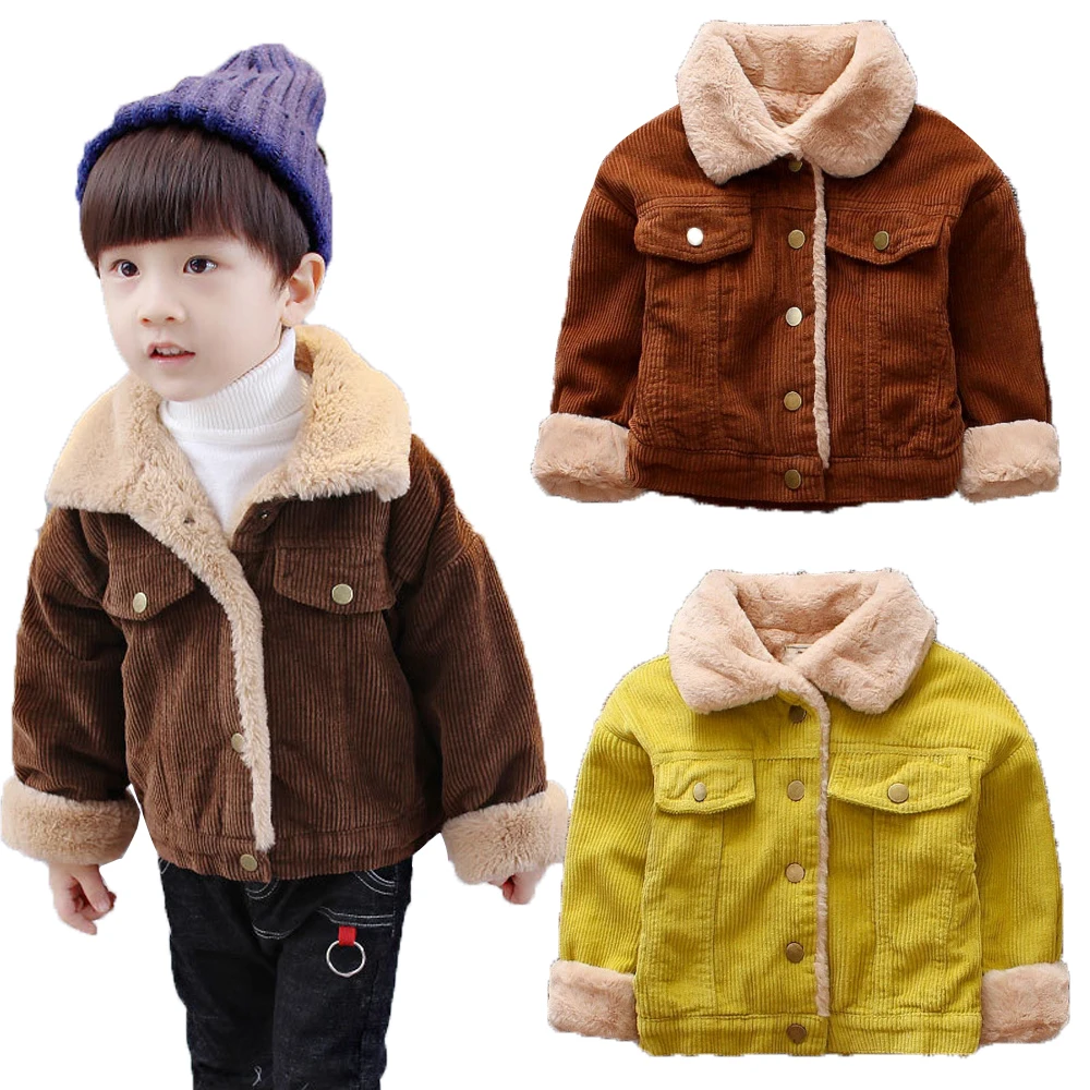 

Autumn Winter Toddler Children Jacket For Girls Fur Keep Warm Baby Boys Long Sleeved Coat Children Sport Outerwear