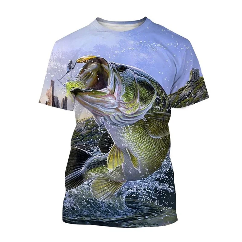 3D Printed Fishing T-shirt For Men Outdoor Bass Trout Fish Graphics Short Sleeves Fashion Personality Casual Tshirt Loose Tops 
3D Printed Fishing T-shirt For Men Outdoor Bass Trout Fish Graphics Short Sleeves Fashion Personality Casual Tshirt Loose Tops
