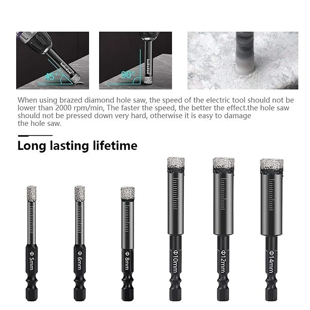 Vacuum Brazed Dry Drilling Core Bits Hex Shank Porcelain Tiles Crowns Drill Granite Marble Hole Saw Tools
Vacuum Brazed Dry Drilling Core Bits Hex Shank Porcelain Tiles Crowns Drill Granite Marble Hole Saw Tools