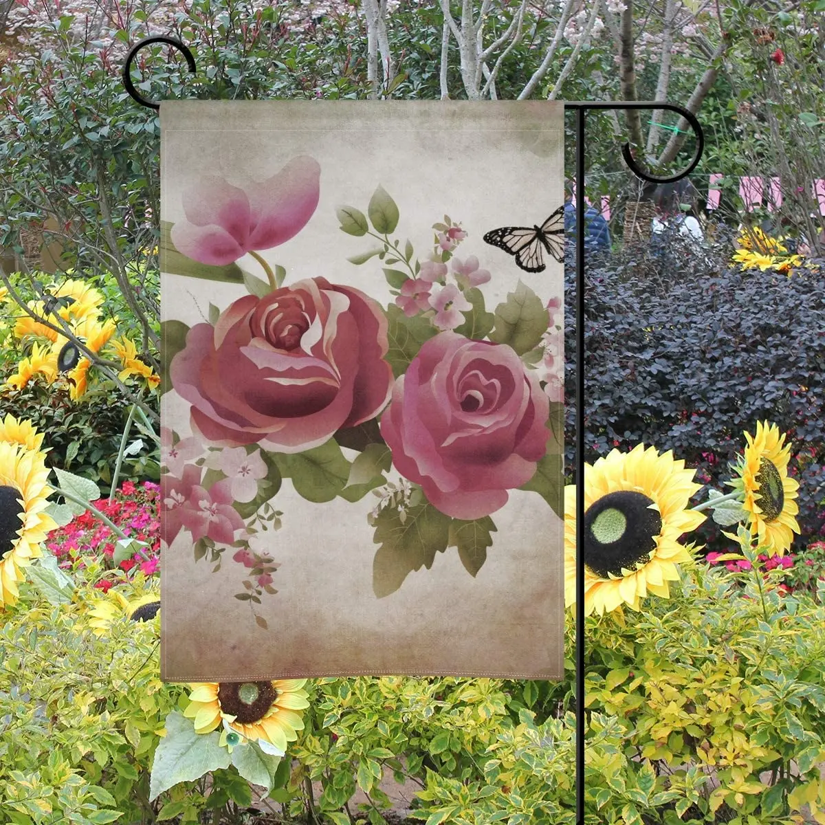 Vintage Old Paper with Roses and Butterfly Garden Flag Welcome Home House Flags Double Sided Yard Banner Outdoor Decor Banner fo
Vintage Old Paper with Roses and Butterfly Garden Flag Welcome Home House Flags Double Sided Yard Banner Outdoor Decor Banner fo