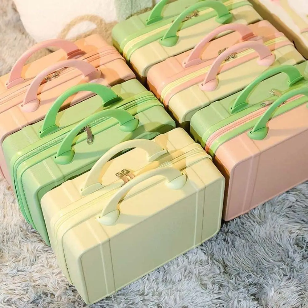 

Box Mini Luggage Contrast Color Travel Organizer 14-inch Cosmetic Cases Portable Suitcase Candy Color Suitcase Makeup Case