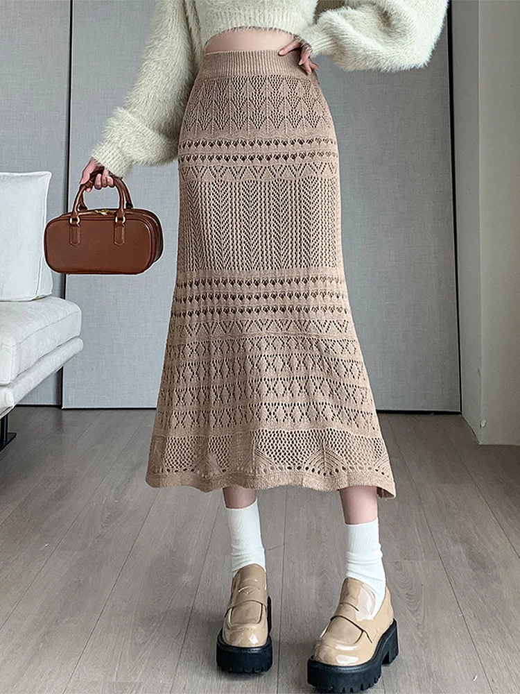 BETHQUENOY Faldas Mujer Moda Fashion Openwork Knitted Midi Skirt Women Clothing 2023 Fall Winter Casual A Line Skirt Jupe Femme
BETHQUENOY Faldas Mujer Moda Fashion Openwork Knitted Midi Skirt Women Clothing 2023 Fall Winter Casual A Line Skirt Jupe Femme