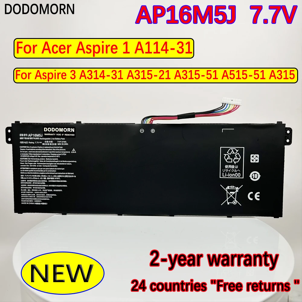 

DODOMORN AP16M5J Laptop Battery For Acer Aspire 1 A114-31/A114-32 N17Q2 3 A314-31 A315-21 A315-51 A515-51 A315 ES1-523 4810mAh