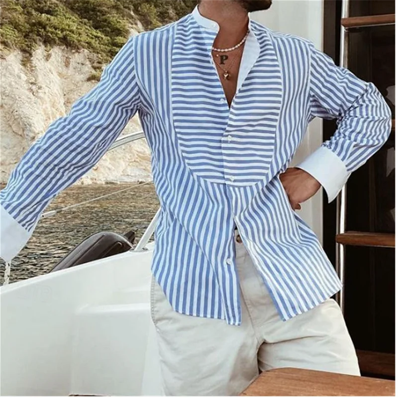 

Men's Shirts 26 Styles Striped Shirt Long Sleeve Resort Button Lapel Clothing Fashion Casual Comfortable XS-6XL Fast Shipping