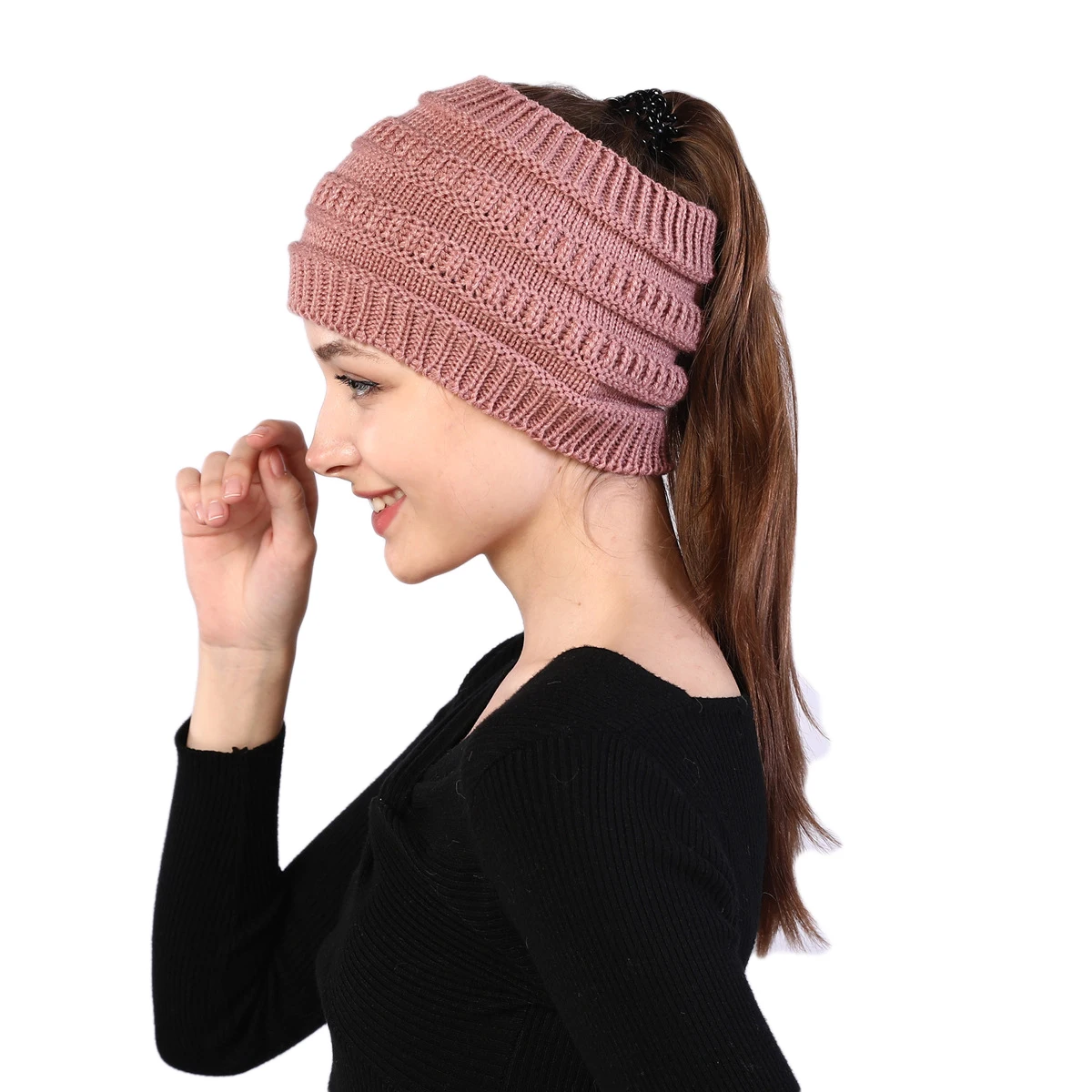 

Winter Crochet Turban Headband for Women Wide Knitted Ear Warmer Headwrap Girl Outdoor Sports Head Wraps Ponytail Beanie Hat